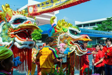 Çin 'de yeni yıl kutlamaları, ejderha dansı gösterileri, Ayutthaya, Tayland 