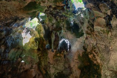 Stalactites ve Light Shaft, Camotes, Filipinler ile Büyük Kireçtaşı Mağarası Görünümü 