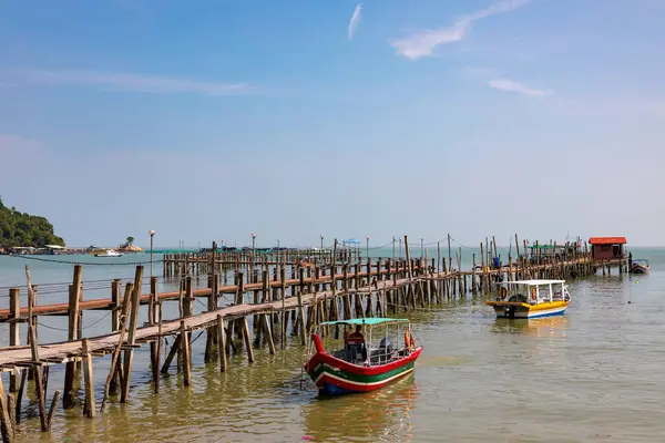 Uzun kuyruklu tekneler Malezya, Tropikal Ada Seyahati, bereketli Yeşil Kıyı Manzarası