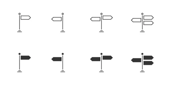 Panneau Indicateur Panneau Direction Circulation Icônes Réglées Glyphe Contour Icône — Image vectorielle
