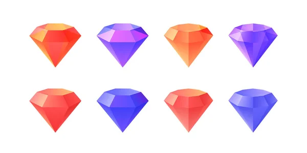 Joyas Diamante Ilustración Colorida Cristal Gemas Juego Piedras Preciosas Costosas — Archivo Imágenes Vectoriales