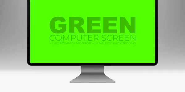 Pantalla Verde Monitor Computadora Chromakey Ilustración Maqueta Dispositivo Vectorial — Vector de stock