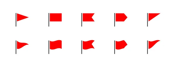 Красный Флаг Установлен Значок Изолированная Концепция Указателя Метки Важного Знака Векторная Графика