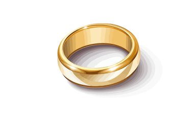 Beyaz arka planda izole edilmiş altın halkalı düz çizgi film. Vektör illüstrasyonu