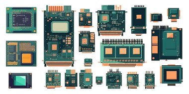 Merkezi işlem birimi beyaz arka planda karikatürü izole etti. Vektör izometrik illüstrasyon 