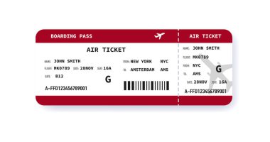 Biniş kartı. Uçak bileti tasarımı. Seyahat ve seyahat kavramı. Vektör illüstrasyonu