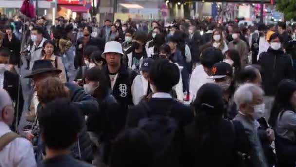 Tokyo Japon Avril 2023 Grande Foule Personnes Marchant Travers Shibuya — Video