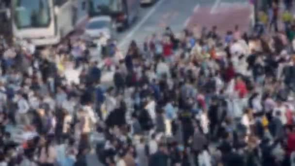 Vue Déconcentrée Floue Haut Shibuya Crossing Japon Devient Une Ruche — Video