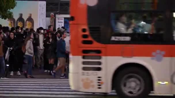 Tokyo Japonya Nisan 2023 Kalabalık Ünlü Shibuya Geçidini Geçmek Için — Stok video