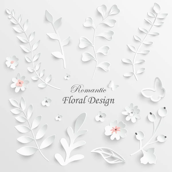 Premium Vector  Paper flower. white flower cut from paper. wedding  decorations. decorative bridal bouquet, isolated floral design elements.  greeting card template. vector illustration. background.