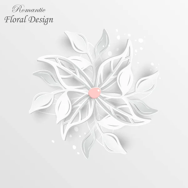 Kağıt Çiçek Beyaz Gül Kağıttan Kesilmiş Düğün Süslemeleri Dekoratif Gelin — Stok Vektör