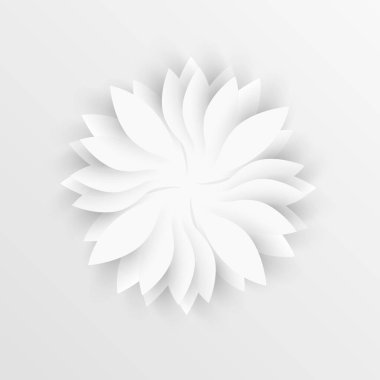 Kağıt çiçek. Beyaz gül kağıttan kesilmiş. Düğün süslemeleri. Dekoratif gelin buketi, izole çiçek tasarım öğeleri. Tebrik kartı şablonu, boş çiçek duvar dekorasyonu. Arka plan.