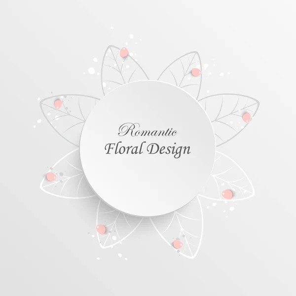Papierblume Runder Rahmen Mit Abstrakten Schnittblumen Weiße Rose Hochzeitsdekoration Dekorativer — Stockvektor