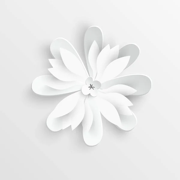 紙の花 白いバラは 紙からカットします 結婚式の装飾 装飾的なブライダル ブーケ 孤立した花のデザイン要素 グリーティング カード テンプレート — ストックベクタ