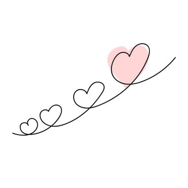 Continuous line drawing of a heart, black and white vector minimalist love concept illustration. Doodl.
