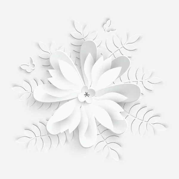 Papieren Bloem Witte Rozen Lotus Van Papier Gesneden Bruiloft Decoraties — Stockvector