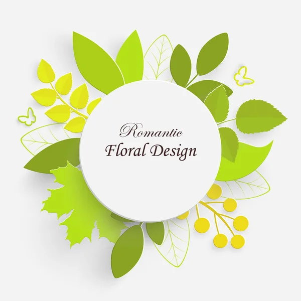 Flor Papel Com Folhas Verdes Quadro Rosas Coloridas Brilhantes Lótus — Vetor de Stock