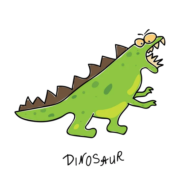Dinosaurus Draak Met Hand Getrokken Tekenfilmdieren Doodle — Stockvector