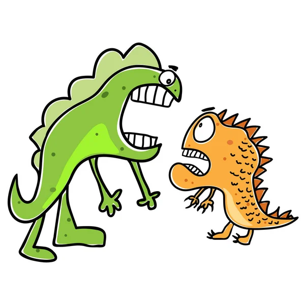 Dinosaure Dragon Dessiné Main Animaux Dessins Animés Doodle — Image vectorielle