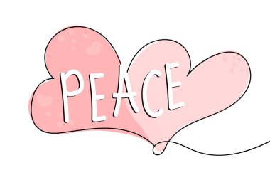 Uluslararası Barış Günü. Kuş, küre, çiçekler, kalp sürekli çizim. Sevgi, huzur ve şefkat kavramı. Mesaj at. Vektör web pankartı, illüstrasyon, poster, sosyal medya için kartpostal, ağ oluşturma.