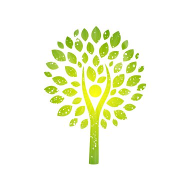 Ağaç. Güneş patlaması deseni. Güneş ışını desenli güneş patlaması arka planı. Parlak sarı, mavi, kırmızı, turuncu, yeşil, patlayıcı arkaplan. Çevre dostu dünya. Vektör. 