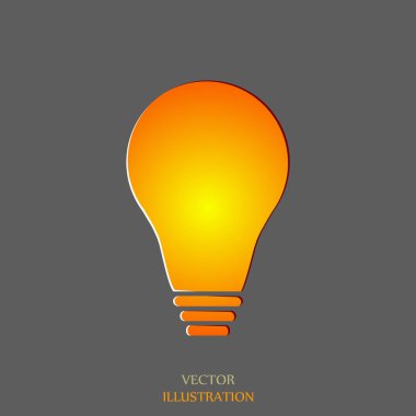 Elle boyanmış bir ampul. Güneş patlaması deseni. Basit modern minimalist stil. Karalama el çizimi işareti. Vektör illüstrasyonu.