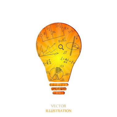 Matematiksel denklemler ve formüllerin arkaplanındaki okul kurulu. El çizimi şemalar ve grafikler. Geçmişi. Karalama. Vektör illüstrasyonu modern tasarım şablonu.