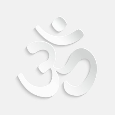 Om ya da Aum Kızılderili kutsal sesi. Brahma, Vishnu ve Shiva 'nın kutsal üçlemesinin sembolü. Antik mantranın işareti. Vektör illüstrasyonu
