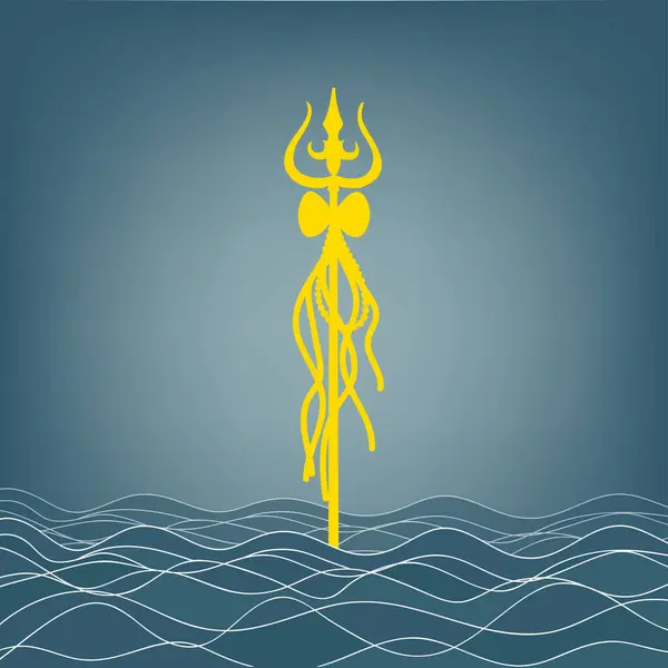 stock vector Shiva against the backdrop of the ocean. Greeting card for Maha Shivratri, a Hindu festival dedicated to Lord Shiva. Om or Aum Indian sacred sound. Vector illustration.