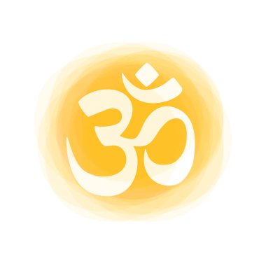 Om ya da Aum Kızılderili kutsal sesi. Brahma, Vishnu ve Shiva 'nın kutsal üçlemesinin sembolü. Antik mantranın işareti. Beyaz arkaplanda Om sembolü işareti. 