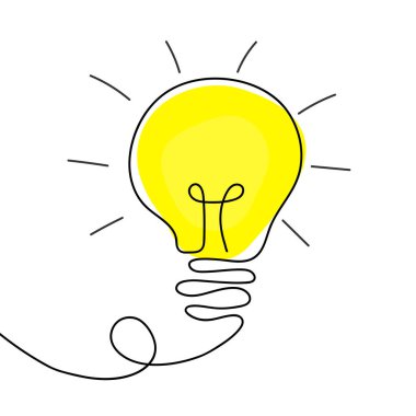 Düzenlenebilir felçli ampul sürekli çizgi vektör çizimi. İş fikri, beyin fırtınası ya da elektrik konsepti için tek sıra ampul sanatı. Basit el çizimi ana hatları 