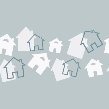 - Ev. Ev logosu tasarım şablonu. Siyah beyaz bina silueti. Vektör