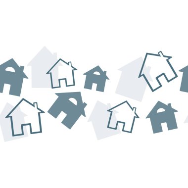 - Ev. Ev logosu tasarım şablonu. Siyah beyaz bina silueti. Vektör