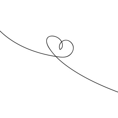 Continuous line drawing of a heart, black and white vector minimalist love concept illustration. Doodl.