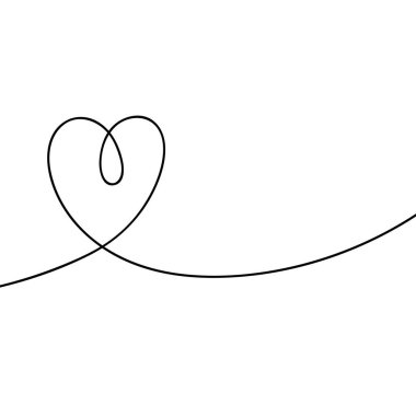 Continuous line drawing of a heart, black and white vector minimalist love concept illustration. Doodl.