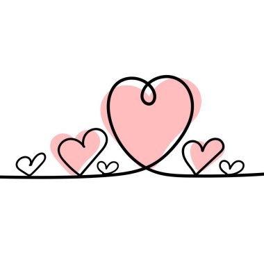 Continuous line drawing of a heart, black and white vector minimalist love concept illustration. Doodl.