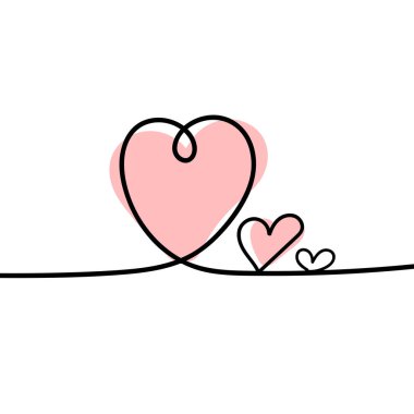 Continuous line drawing of a heart, black and white vector minimalist love concept illustration. Doodl.