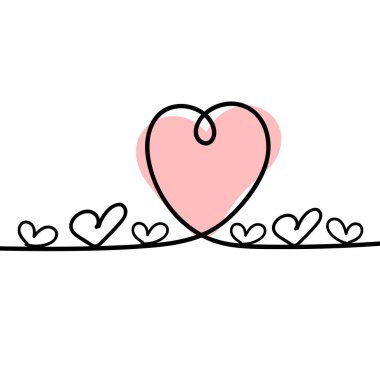 Continuous line drawing of a heart, black and white vector minimalist love concept illustration. Doodl.