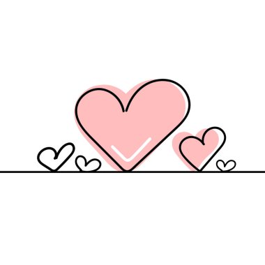 Bir kalbin kesintisiz çizimi, siyah-beyaz vektör minimalist aşk konsepti çizimi. Hazır ol. Karalama!.