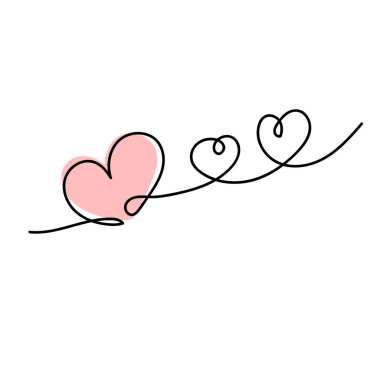 Bir kalbin kesintisiz çizimi, siyah-beyaz vektör minimalist aşk konsepti çizimi. Hazır ol. Karalama!.