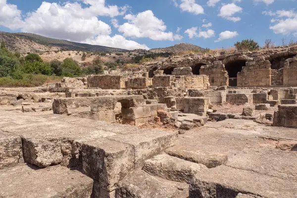 stock image Beautiful stone desert mountain landscape of Israel. Ruins of the old ancient city. High quality photo