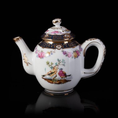 vintage teapot with floral pattern. retro teapot. coffee service. vintage porcelain teapot