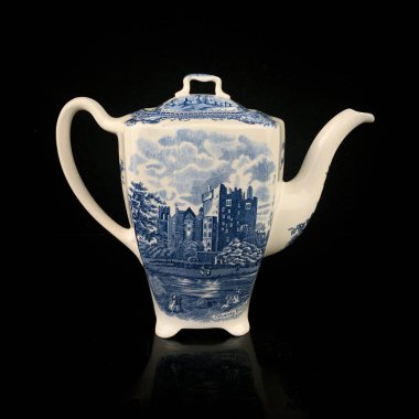 vintage teapot with floral pattern. retro teapot. coffee service. vintage porcelain teapot