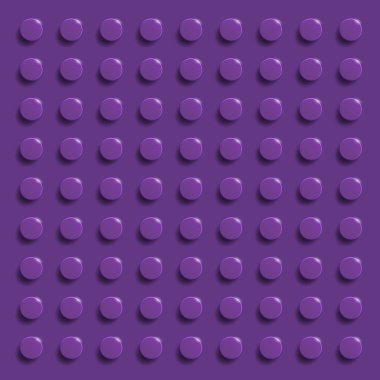 Plastik parlatıcı inşaat bloğunun mükemmel vektör arkaplanı. Violet lego . Mor plastik inşaat plakası. Tuğla yapımının 3 boyutlu vektör arkaplanı. Erik lego arkaplanı
