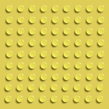 Plastik parlatıcı inşaat bloğunun mükemmel vektör arkaplanı. Açık sarı. Açık sarı lego inşaat plakası. Tuğla yapımının 3 boyutlu vektör arkaplanı. Açık sarı lego arkaplanı