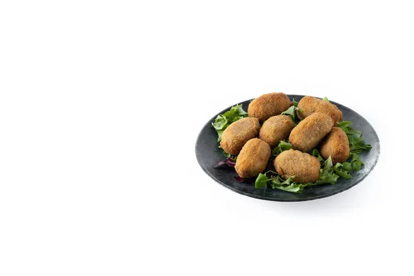 Traditional Spanish Fried Croquettes Isolated White Background — Stock Photo, Image