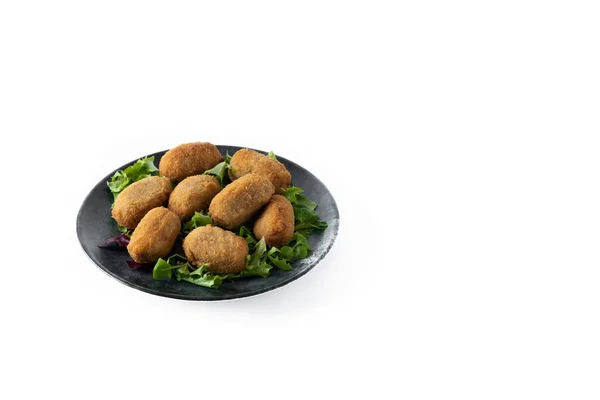 Traditional Spanish Fried Croquettes Isolated White Background — Stok fotoğraf