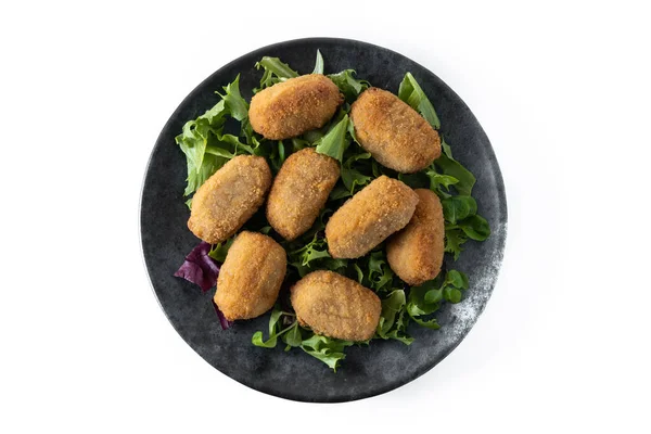 Traditional Spanish Fried Croquettes Isolated White Background — Stockfoto