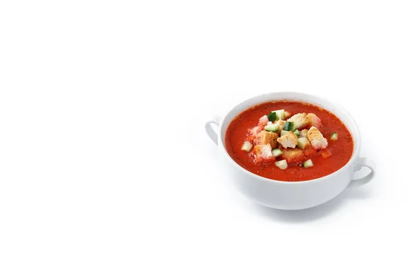 Traditional Spanish Gazpacho Soup Isolated White Background Copuy Space — Stock Photo, Image