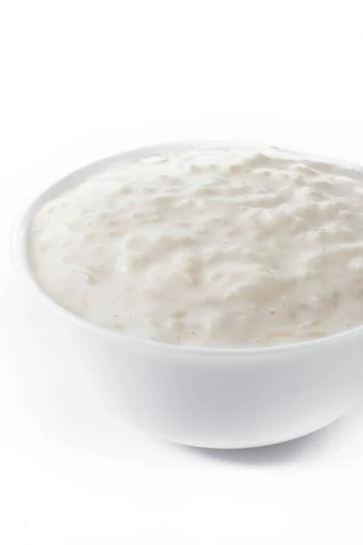 Rýžový Pudink Arroz Con Leche Rýžový Pudink Bílé Misce Izolované — Stock fotografie